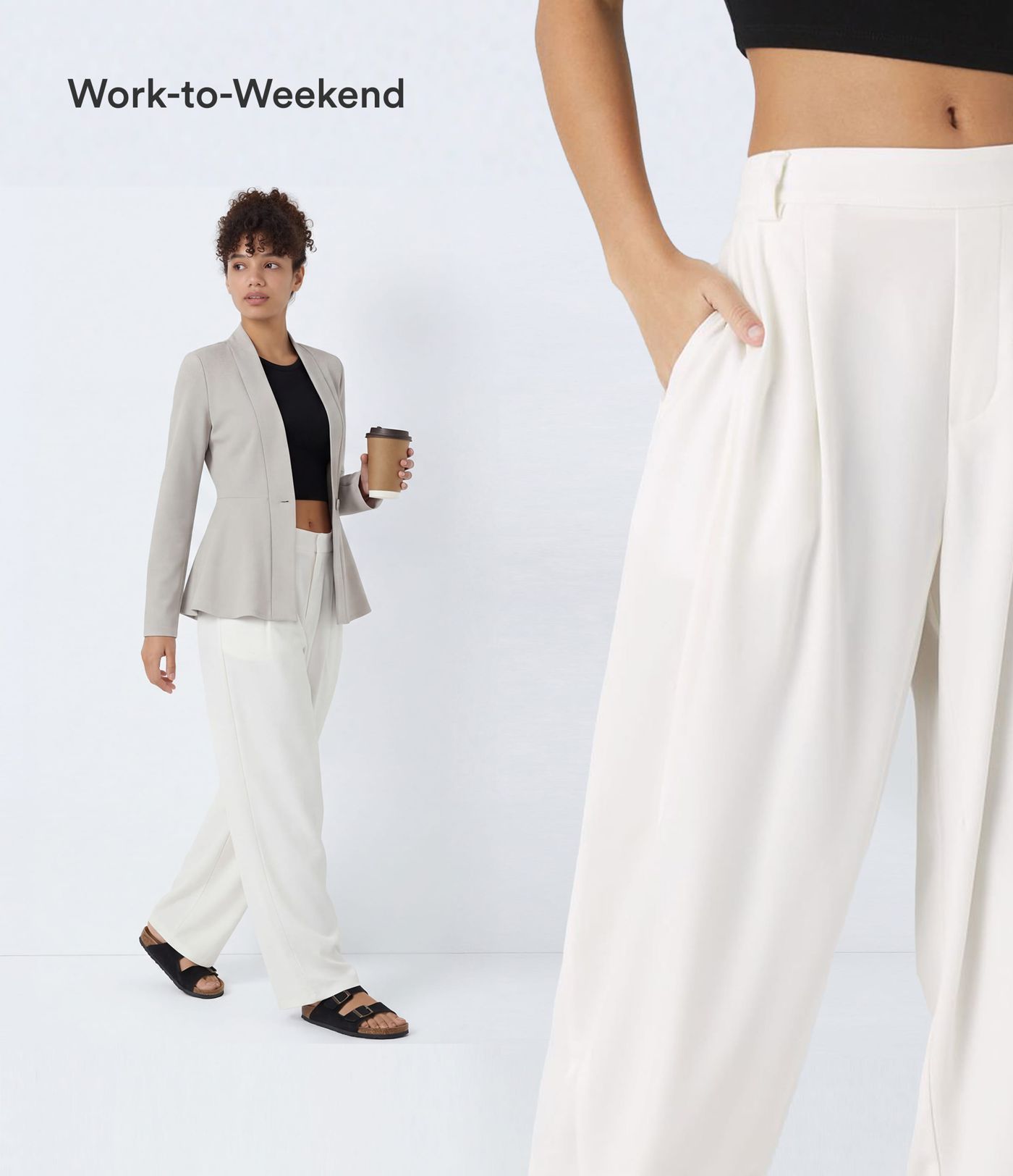 Mid Rise Pocket Barrel Leg Work Trousers Mid Rise Pocket Barrel Leg Work Trousers