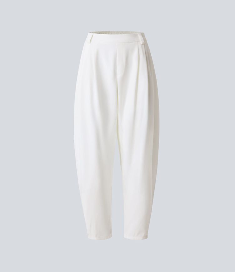 Mid Rise Pocket Barrel Leg Work Trousers Mid Rise Pocket Barrel Leg Work Trousers