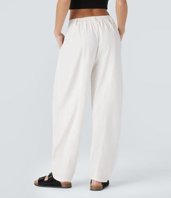 Mid Rise Pocket Barrel Leg Work Trousers Mid Rise Pocket Barrel Leg Work Trousers