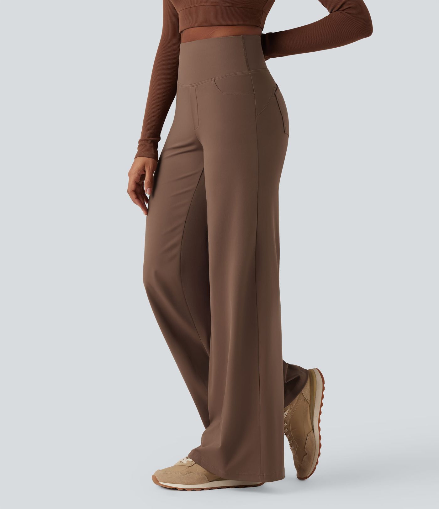 DayStretch High Waisted Tummy Control Wide Leg Baggy Yoga Pants with Pockets