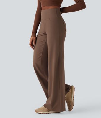 DayStretch High Waisted Tummy Control Wide Leg Baggy Yoga Pants with Pockets