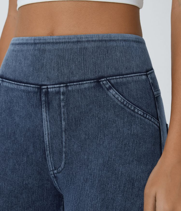 Halara Flex™ High Waisted Pocket Denim Capri Casual Leggings Halara Flex™ High Waisted Pocket Denim Capri Casual Leggings