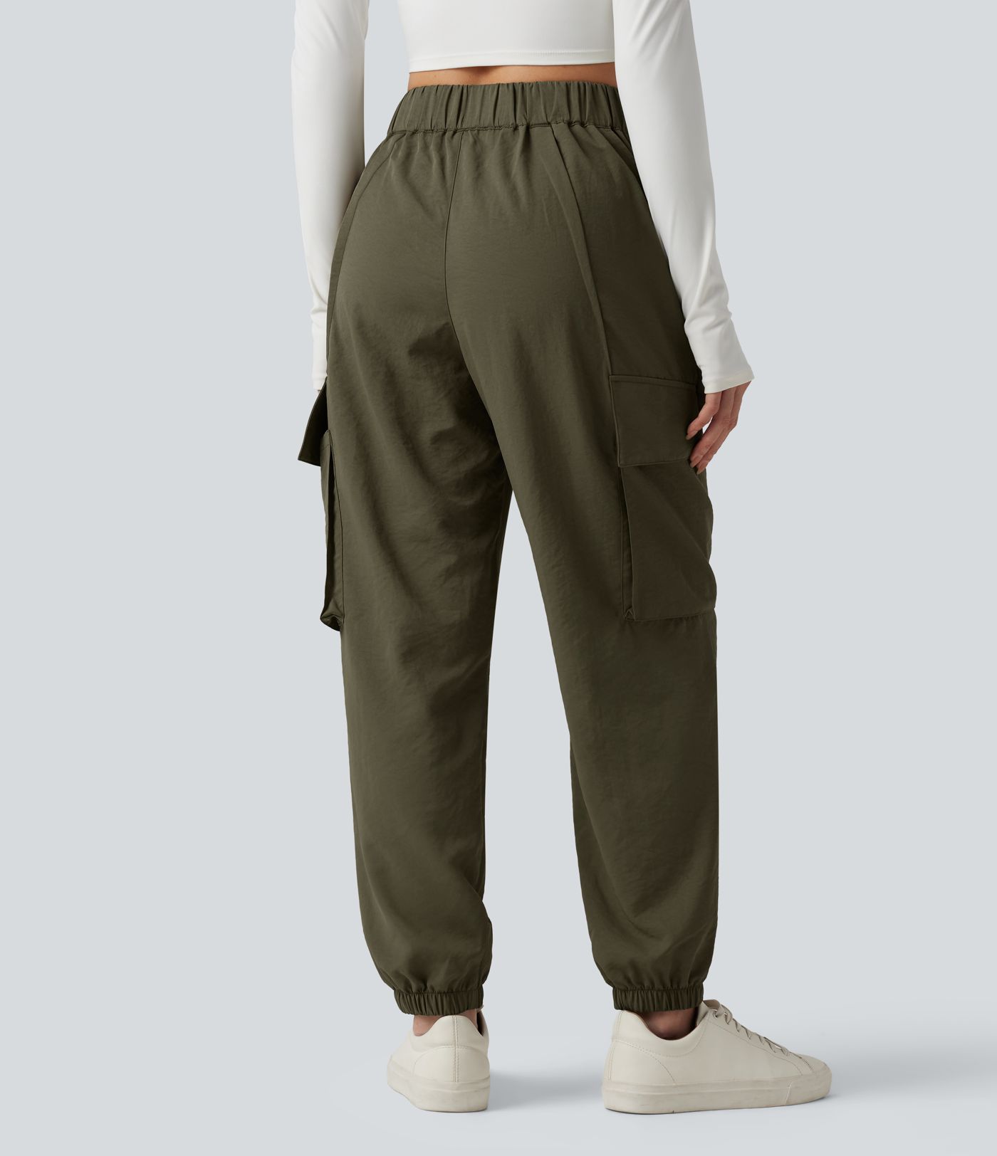 Mid Rise Casual Cargo Joggers with Pockets