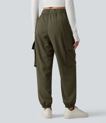 Mid Rise Casual Cargo Joggers with Pockets