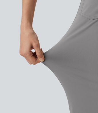 DayStretch High Waisted Straight Leg Cropped Casual Pants with Pockets