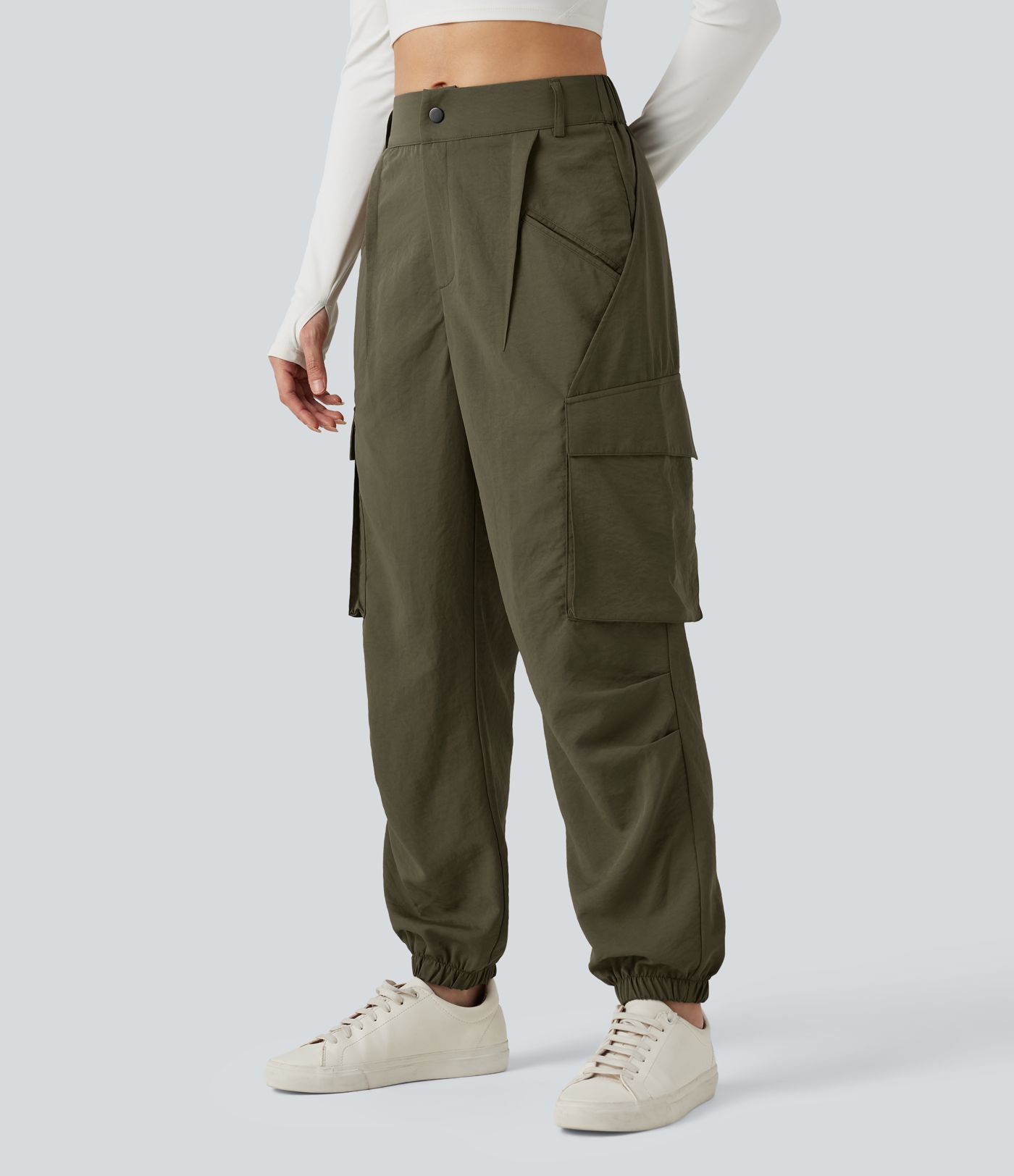 Mid Rise Casual Cargo Joggers with Pockets