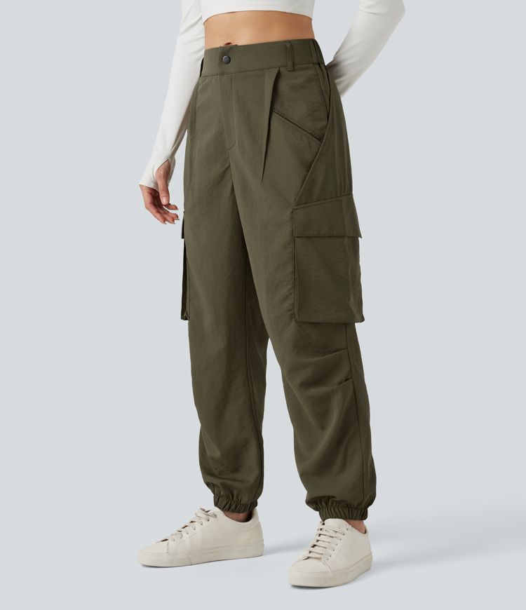 Mid Rise Casual Cargo Joggers with Pockets