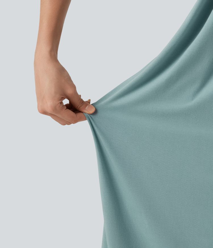 Neckholder-Midikleid mit Bindeband am Rücken, integriertem BH und Taschen