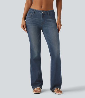 Halara Flex™ Low Rise Washed Bootcut Casual Jeans with Pockets Halara Flex™ Low Rise Washed Bootcut Casual Jeans with Pockets