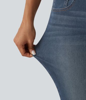 Halara Flex™ Low Rise Washed Bootcut Casual Jeans with Pockets Halara Flex™ Low Rise Washed Bootcut Casual Jeans with Pockets