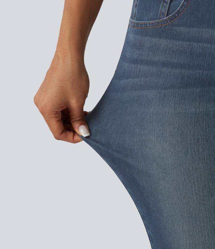 Halara Flex™ Low Rise Washed Bootcut Casual Jeans with Pockets Halara Flex™ Low Rise Washed Bootcut Casual Jeans with Pockets
