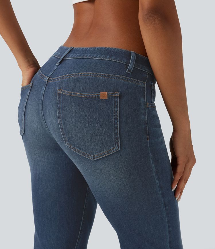 Halara Flex™ Low Rise Washed Bootcut Casual Jeans with Pockets Halara Flex™ Low Rise Washed Bootcut Casual Jeans with Pockets