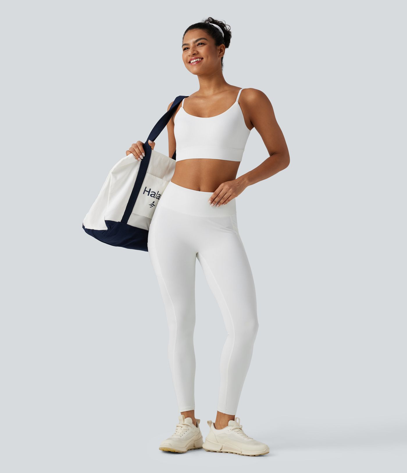 Ribbed Knit Low Support Built-in Bra Yoga Sports Bra