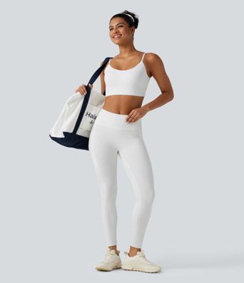 Ribbed Knit Low Support Built-in Bra Yoga Sports Bra