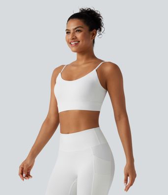 Ribbed Knit Low Support Built-in Bra Yoga Sports Bra