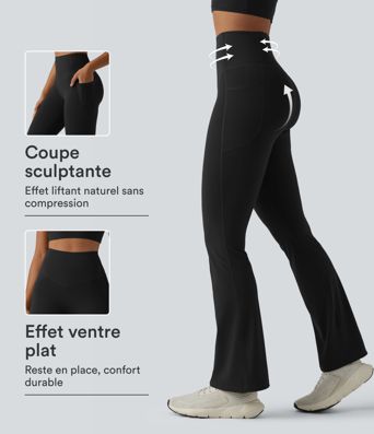 Legging de yoga bootcut Halara UltraSculpt™ taille haute push-up gainant avec poches Legging de yoga bootcut Halara UltraSculpt™ taille haute push-up gainant avec poches