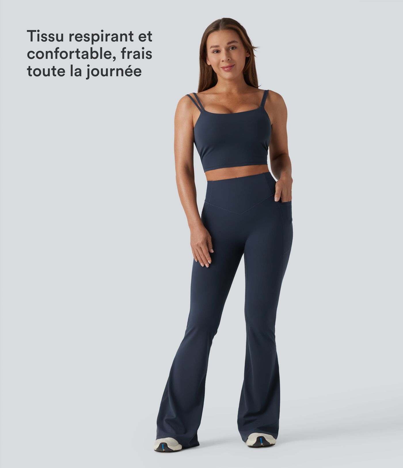 Halara UltraSculpt™ Legging yoga évasé gainant push-up taille haute à fronces avec poches Halara UltraSculpt™ Legging yoga évasé gainant push-up taille haute à fronces avec poches