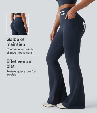 Halara UltraSculpt™ Legging yoga évasé gainant push-up taille haute à fronces avec poches Halara UltraSculpt™ Legging yoga évasé gainant push-up taille haute à fronces avec poches