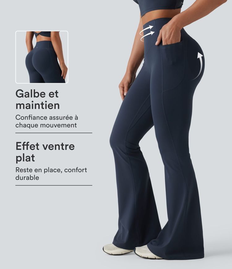 Halara UltraSculpt™ Legging yoga évasé gainant push-up taille haute à fronces avec poches Halara UltraSculpt™ Legging yoga évasé gainant push-up taille haute à fronces avec poches