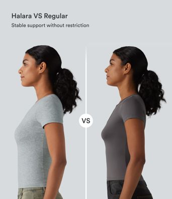 Halara Cotton Jersey Scoop Neck Short Sleeve Built-in Bra Casual T-Shirt B-DD Cups Halara Cotton Jersey Scoop Neck Short Sleeve Built-in Bra Casual T-Shirt B-DD Cups