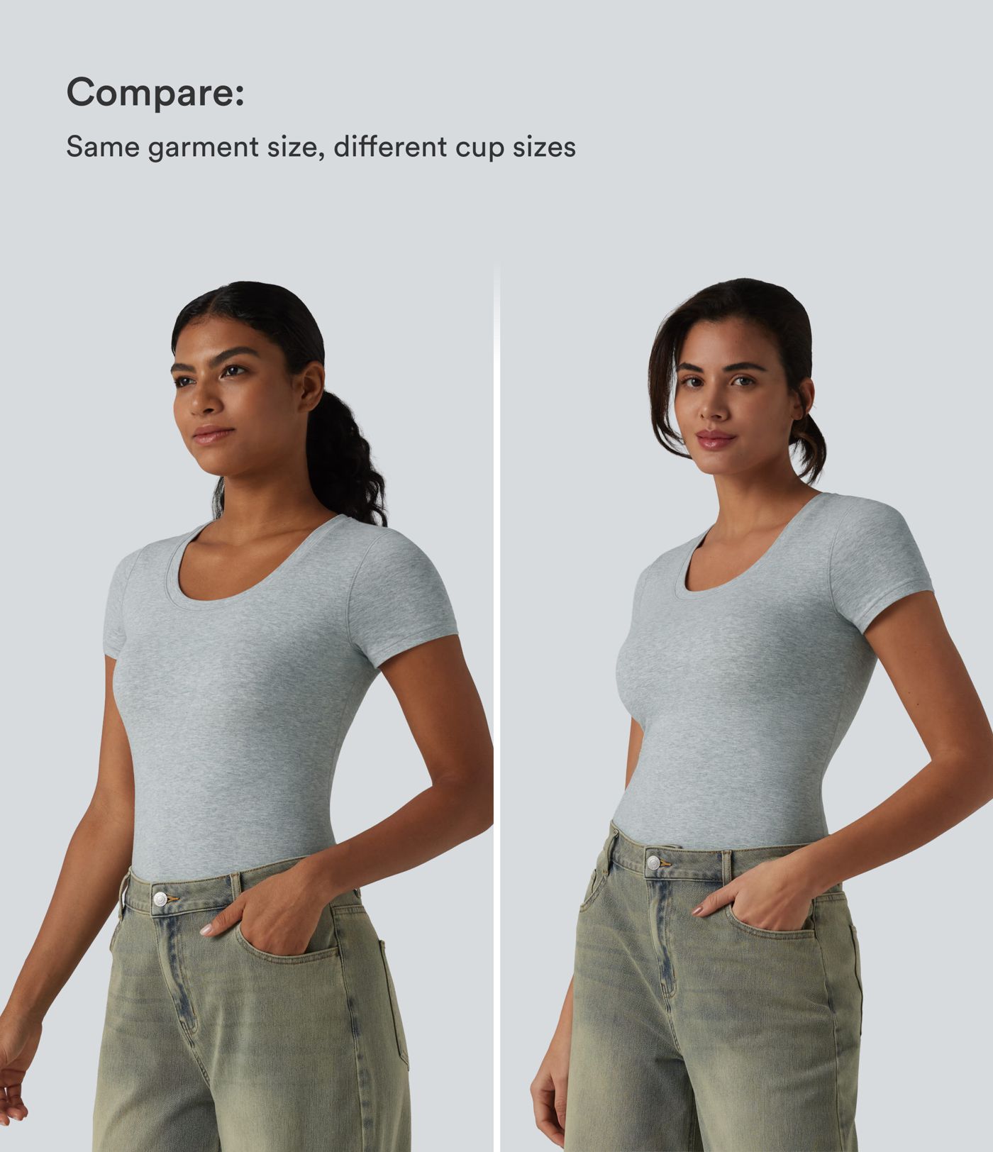 Halara Cotton Jersey Scoop Neck Short Sleeve Built-in Bra Casual T-Shirt B-DD Cups Halara Cotton Jersey Scoop Neck Short Sleeve Built-in Bra Casual T-Shirt B-DD Cups
