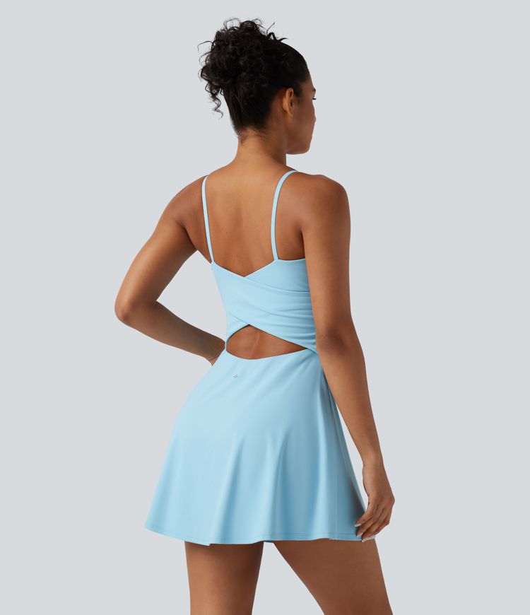 SoftlyZero™ Airy Built-in Bra 2-in-1 InstantCool Mini Yoga Active Dress with Pockets-Easy Peezy Edition