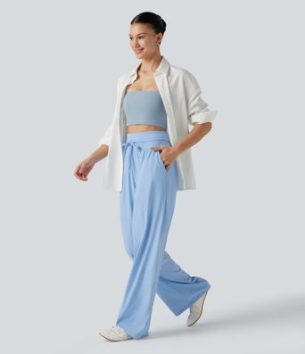 Lässige Hose mit hohem Bund, Seitentaschen, Kordelzug, Cool-Touch und weitem Bein - UPF50+ Lässige Hose mit hohem Bund, Seitentaschen, Kordelzug, Cool-Touch und weitem Bein - UPF50+