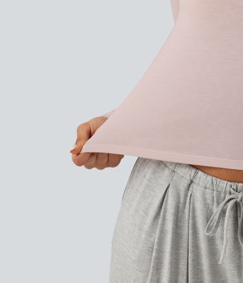 Henley Neck Long Sleeve Lounge Top
