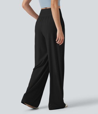 Lässige Hose mit hohem Bund, Kordelzug, weitem Bein, kühlendem Griff und Taschen – UPF50+