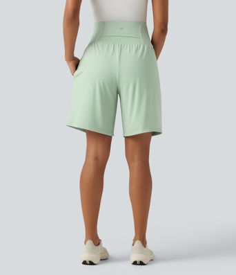 Softlyzero™ Airy Super High Waisted 2-in-1 Cool Touch Yoga Maternity Shorts 9'' with Pockets Softlyzero™ Airy Super High Waisted 2-in-1 Cool Touch Yoga Maternity Shorts 9'' with Pockets