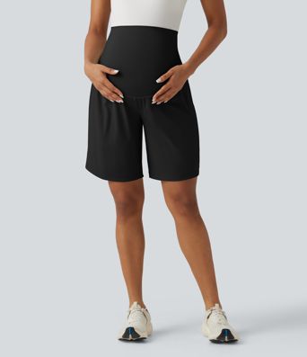 Softlyzero™ Airy Super High Waisted 2-in-1 Cool Touch Yoga Maternity Shorts 9'' with Pockets Softlyzero™ Airy Super High Waisted 2-in-1 Cool Touch Yoga Maternity Shorts 9'' with Pockets