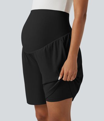 Softlyzero™ Airy Super High Waisted 2-in-1 Cool Touch Yoga Maternity Shorts 9'' with Pockets Softlyzero™ Airy Super High Waisted 2-in-1 Cool Touch Yoga Maternity Shorts 9'' with Pockets