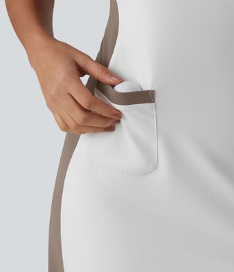 Halara UltraSculpt™ Robe mini de golf sans manches col cheminée color block avec poches