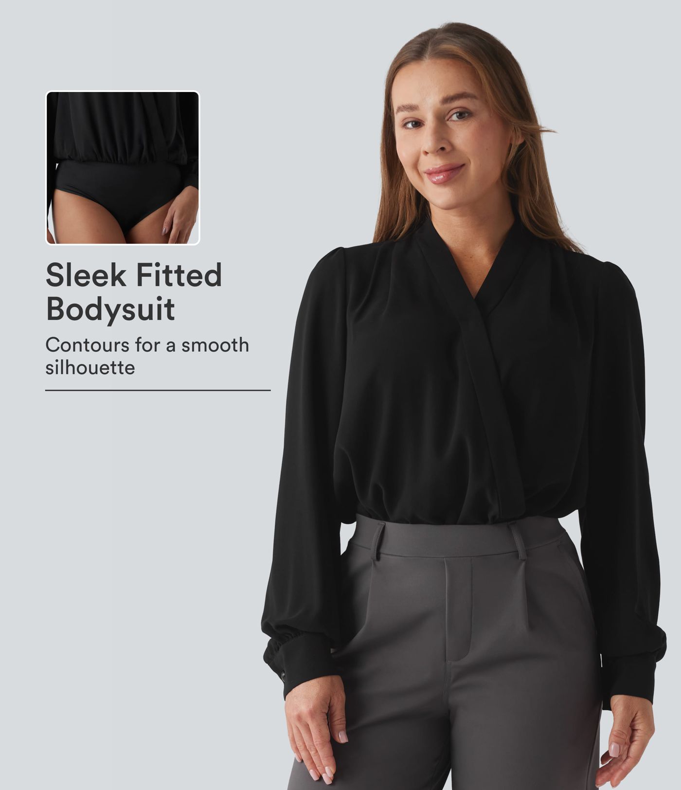 Crossover Long Sleeve Work Bodysuit Crossover Long Sleeve Work Bodysuit
