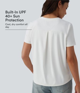 Camiseta casual de cuello redondo y manga corta - UPF40+