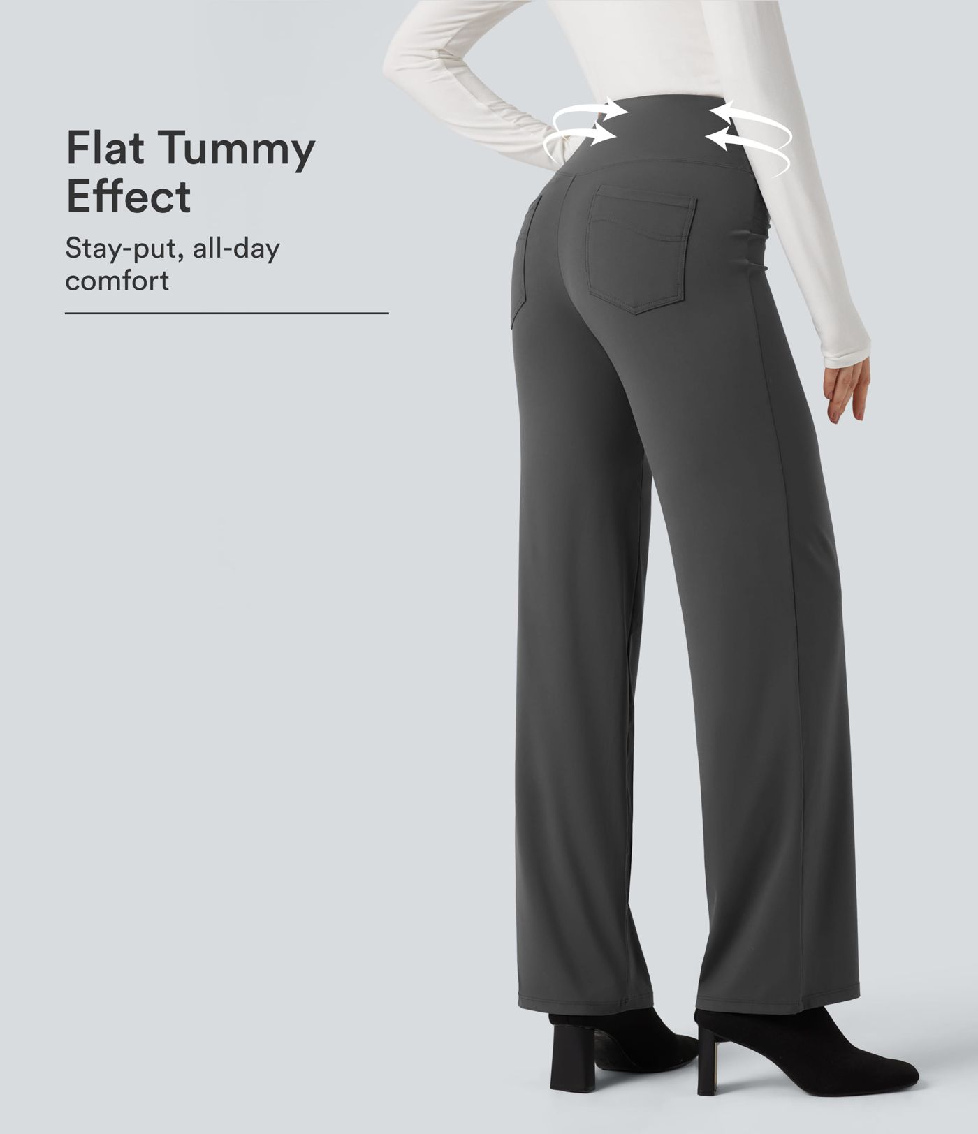 Halara Halara UltraSculpt High Waisted Tummy Control Straight Leg Work Pants with Pockets - Volcanic Ash - XS(regular) sweatpants Halara Halara UltraSculpt High Waisted Tummy Control Straight Leg Work Pants with Pockets - Volcanic Ash - XS(regular) sweatpants