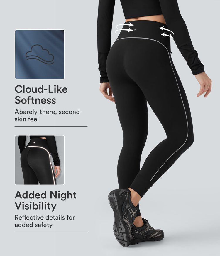 SoftlyZero™ Reflective High Waisted Tummy Control Hiking Leggings with Pockets-UPF50+ SoftlyZero™ Reflective High Waisted Tummy Control Hiking Leggings with Pockets-UPF50+