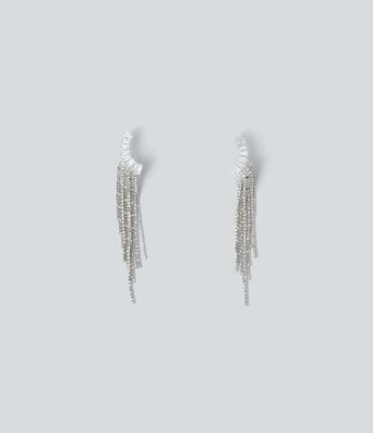 Rhinestone Tassel Long Earrings