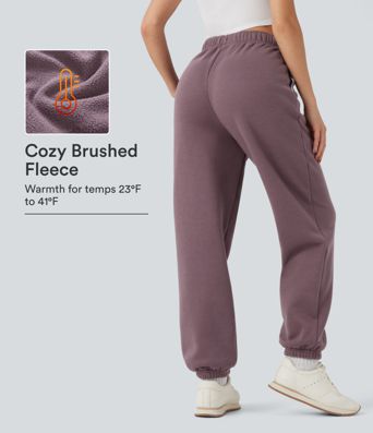 High Waisted Inside Drawstring Fleece Casual Joggers with Pockets