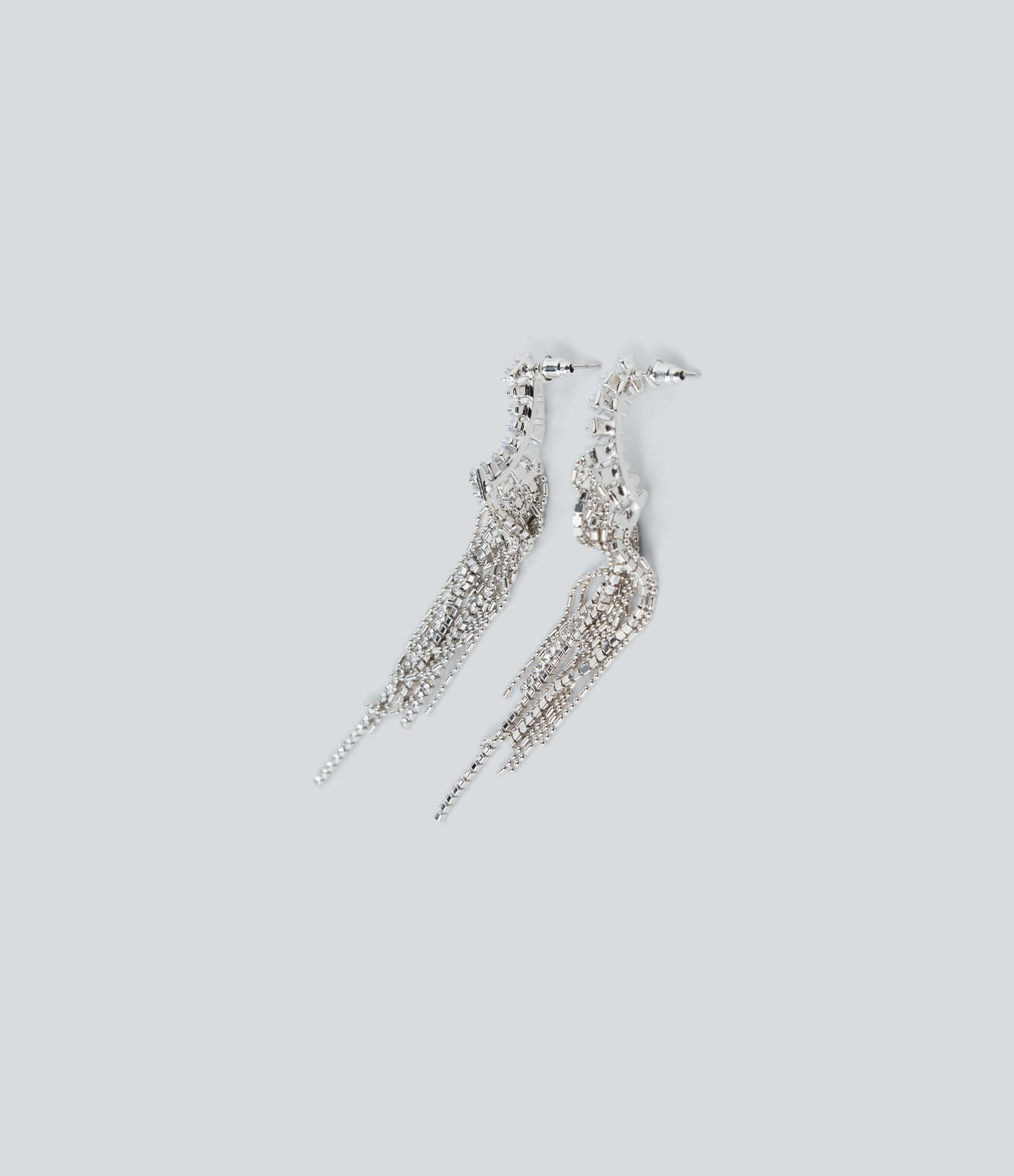 Rhinestone Tassel Long Earrings
