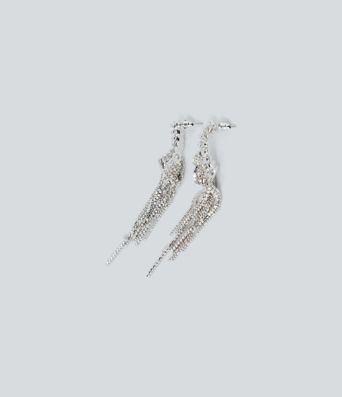 Rhinestone Tassel Long Earrings