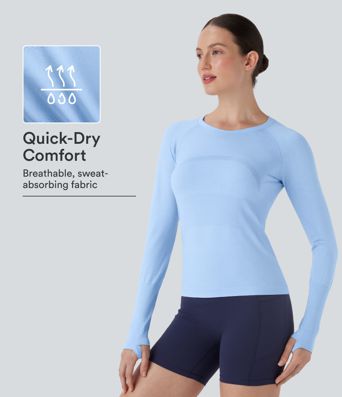 OneForm Seamless Flow Thumb Hole Perforated Quick Dry Hiking Sports Top
