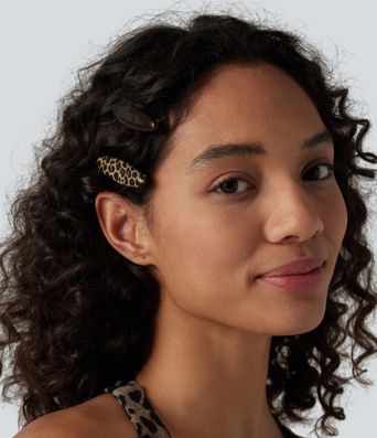 Ensemble de barrettes motif léopard