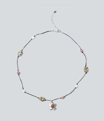Collier pendentif fleur en pierre, style vacances