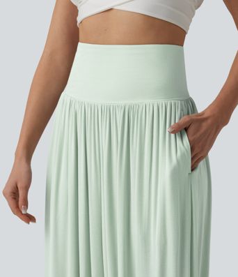 Joggers acanalados de cintura súper alta con bolsillos. Joggers acanalados de cintura súper alta con bolsillos.