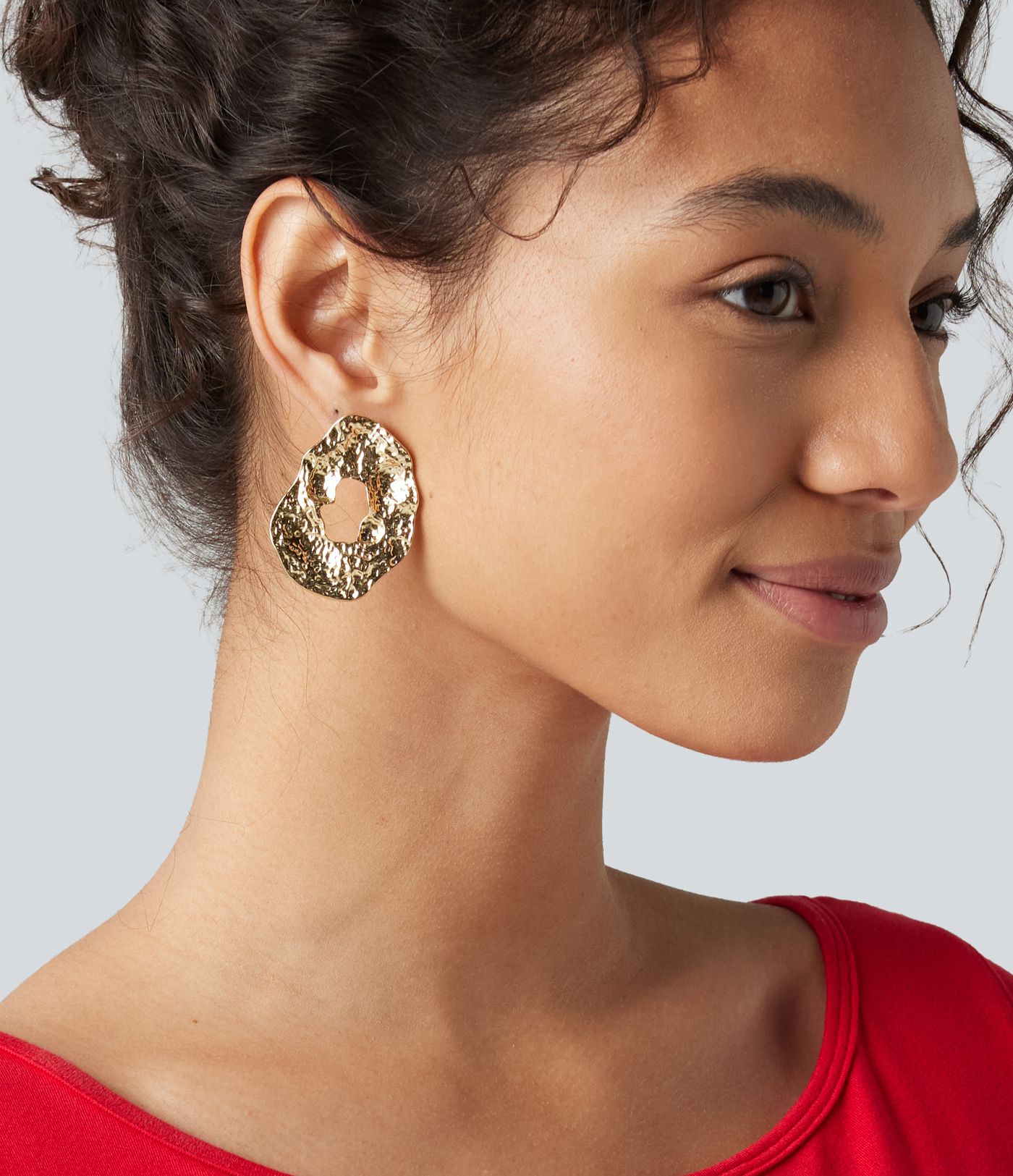 Alloy Hollow Irregular Circle Earrings