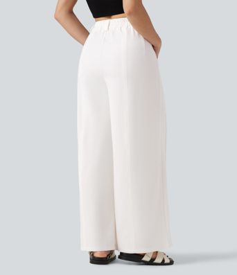 Mid Rise Work Wide-leg Pants with Pockets