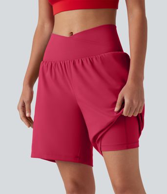 SoftlyZero™ Airy - 2-in-1 Yoga-Shorts mit hohem Crossover-Bund, mehreren Taschen und Cool-Touch - 17,8 cm SoftlyZero™ Airy - 2-in-1 Yoga-Shorts mit hohem Crossover-Bund, mehreren Taschen und Cool-Touch - 17,8 cm