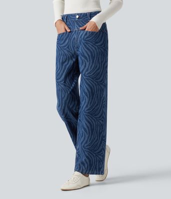 Halara Flex™ Mid Rise Casual Straight Leg Jeans with Pockets Halara Flex™ Mid Rise Casual Straight Leg Jeans with Pockets