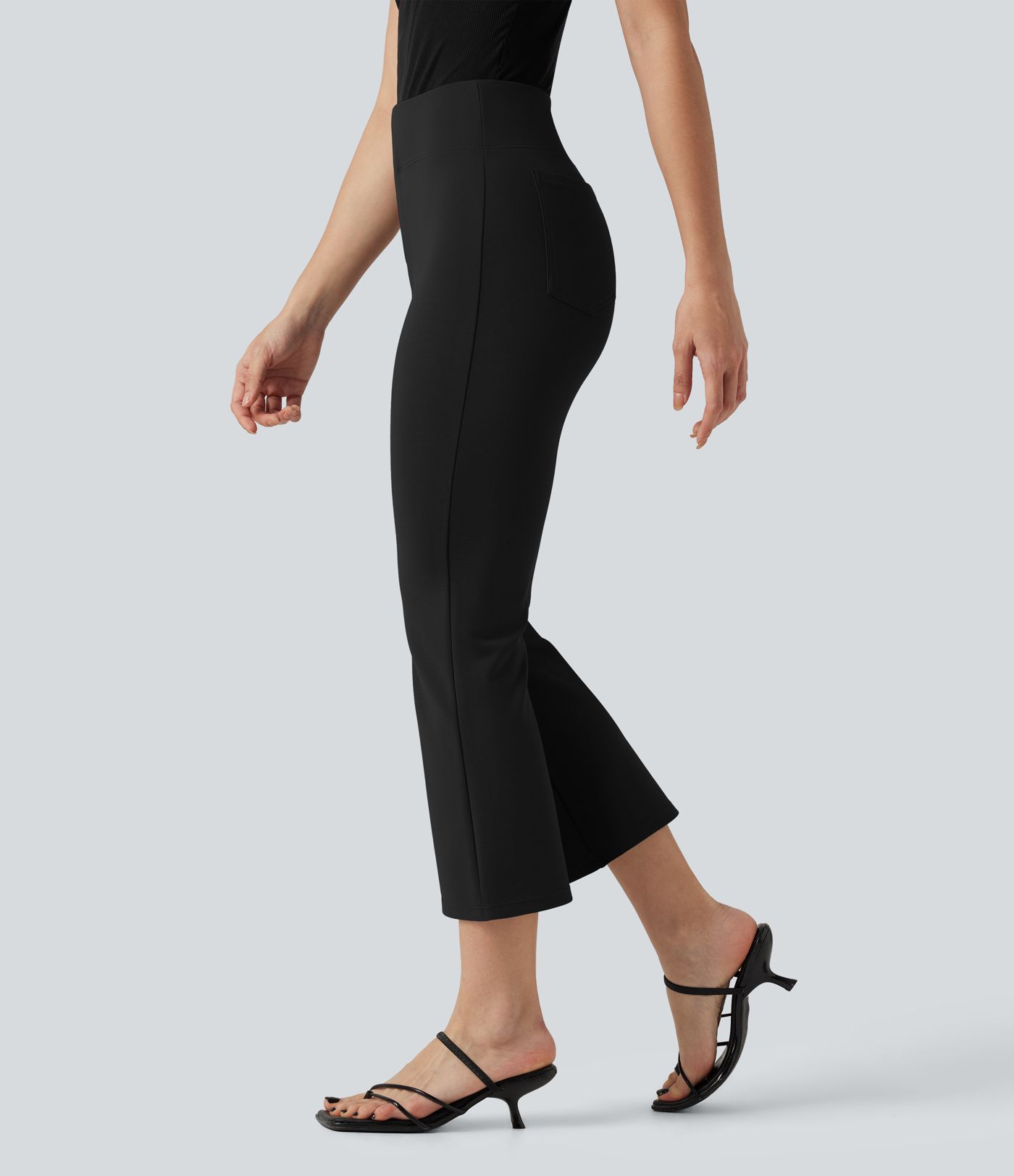 Halara Flex™ High-waisted Cropped Work Flare Pants with Pockets Halara Flex™ High-waisted Cropped Work Flare Pants with Pockets
